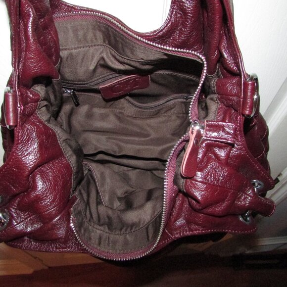 Leather Red Wine Grommeted Handbag - NEW - Picture 11 of 14